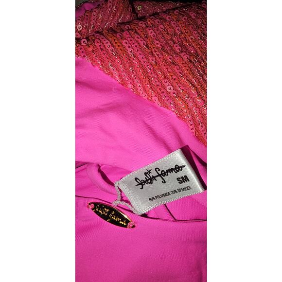 New Anthropologie LULI FAMA Sequin one Piece $228 SMALL Pink ADJUSTABLE STRAPS - Picture 6 of 7